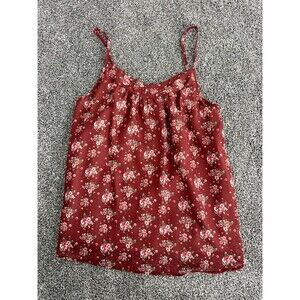 Pulse Cami Tank Top Womens Small Burgundy Ditsy Floral Spaghetti Straps